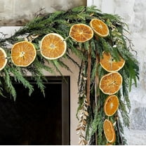 Darzheoy Christmas Garland, 10FT Dried Orange Slice Christmas Garland, Realistic Farmhouse Christmas Decor for Mantle Front Door Porch Fireplace Christmas Tree Home Indoor