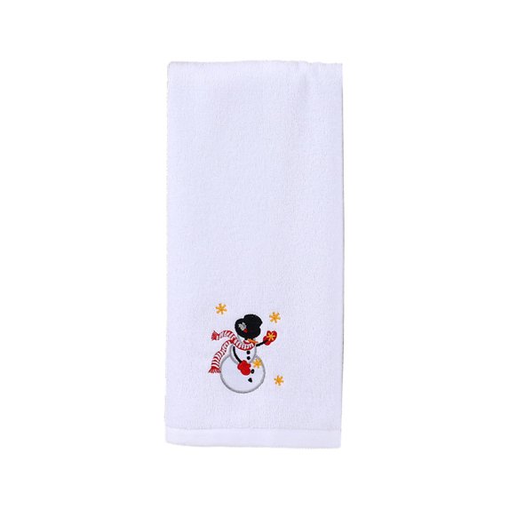 Darzheoy Christmas Hand Towel Snowman Tree Santa Claus Embroidered Cotton for Kitchen Holiday Gift Decorative Absorbent Fast Dry