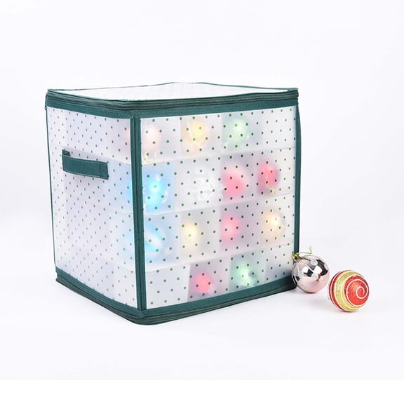 Darzheoy Christmas Ornament Storage, Stores up-to 64 Holiday Ornaments, Adjustable Dividers, Zippered Top, 12 x 12 Inch 4 Layer Xmas Storage Containers