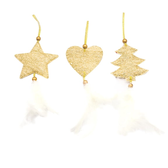 Darzheoy Christmas Ornaments 3Pcs Christmas Tree Ornaments Christmas Five-pointed Star Feather Pendant