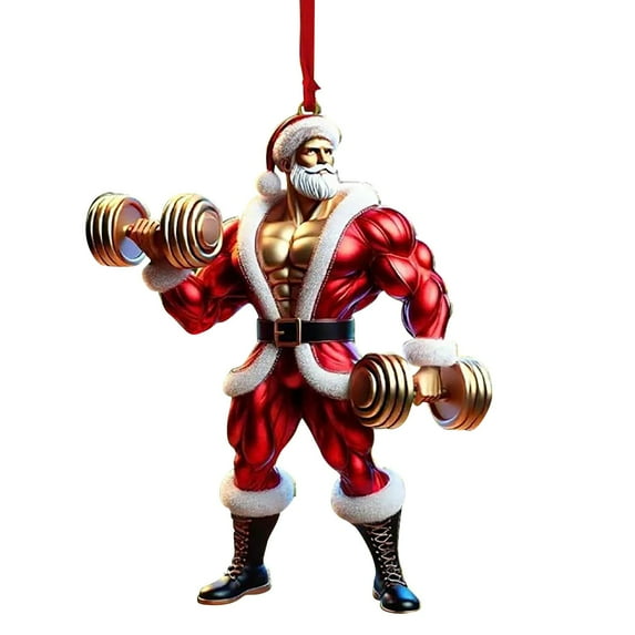 Darzheoy Christmas Ornaments Big Christmas Tree Ornaments Ornaments for Christmas Tree Two Pendant Decoration Double Print Fitness Muscle Santa