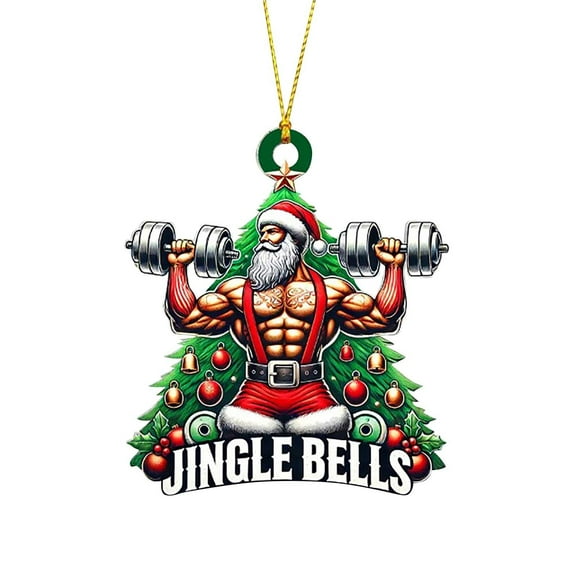 Darzheoy Christmas Ornaments Big Christmas Tree Ornaments Ornaments for Christmas Tree Two Pendant Decoration Double Print Fitness Muscle Santa