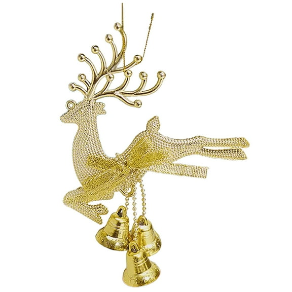 Darzheoy Christmas Ornaments Christmas Electroplating Jumping Deer Pendant Decoration Products Bells Christmas Tree Decorations Window Display Props