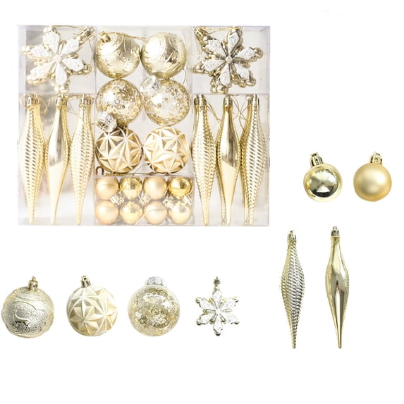 Darzheoy Christmas Ornaments Set 40Pcs Electroplated Plastic Balls Classic Christmas Balls Hanging Decorations Christmas Tree Hanging Decorations Suit