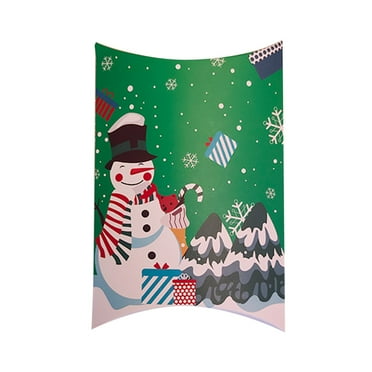 Darzheoy Christmas Pillow Boxes, Xmas Candy Boxes Santa Elk Snowman Gift Card Holder for Party Supplies Year Nut Gift Box Empty Box