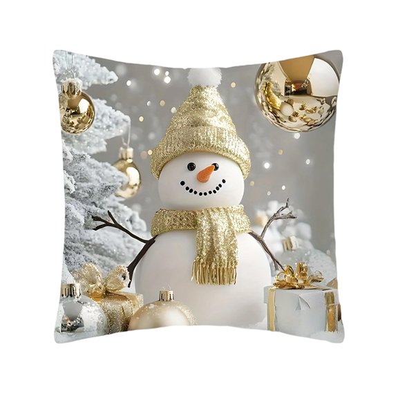 Darzheoy Christmas Pillow Cover 18x18 Inches Decorative Pillow Case Soft Fabric Hidden Zipper for Sofa Chair Living Room Holiday Decor