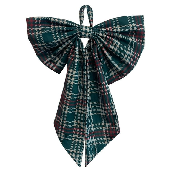Darzheoy Christmas Plaid Bow Ornament Extra-Large Hanging Decor for Tree Wreath Garland Home Party Festive Accents Gift Topper