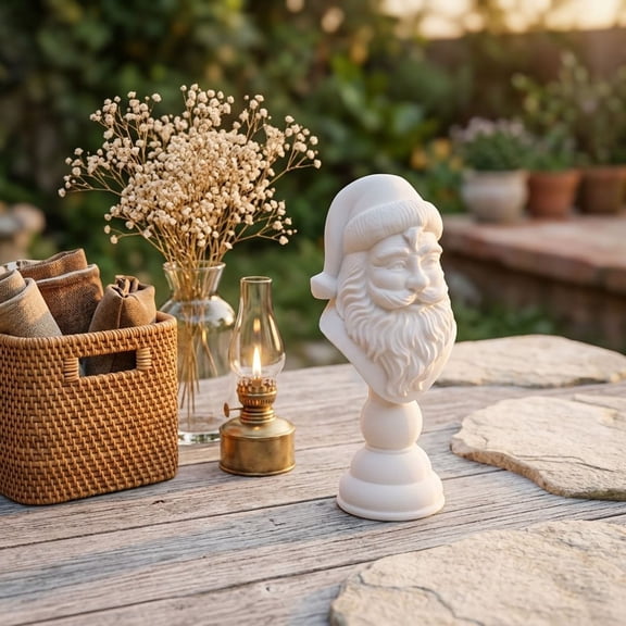 Darzheoy Christmas Santa Bust Statue, Vintage Head Sculpture Pedestal, Holiday Figurine, Christmas Decorations Indoor Outdoor, Tabletop Shelf Home for Home