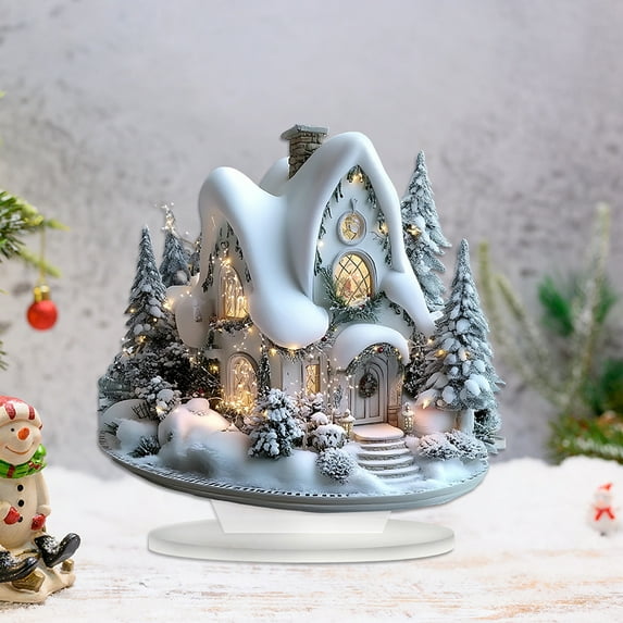 Darzheoy Christmas Snowhouse Acrylic Garden Stake - Durables Weather-Proof Outdoor Decoration for Flower Beds, Pots & Courtyards, Easy Insertion Floor Props, Multicolor