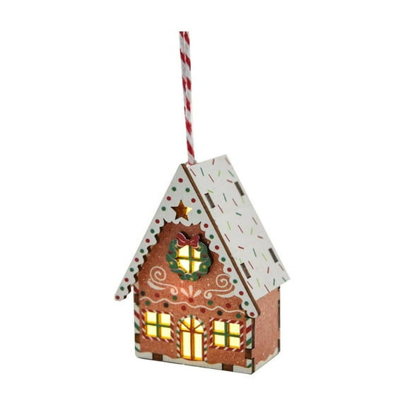 Darzheoy Christmas Tree Decorations Christmas Wooden Gingerbread Man Small Pendant Light Up Small House Christmas Tree Decoration Pendant