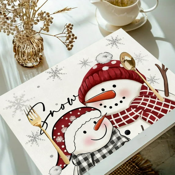 Darzheoy Christmas Tree Placemats Set of 4, 12x18 Inches Holiday Table Mats for Dining Room, Kitchen Party Decoration and Family Gatherings