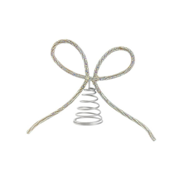 Darzheoy Christmas Tree Topper Metal Rhinestone Bow Decoration for Holiday Party Ambiance Festive Tree Top Ornament Home Christmas Decor
