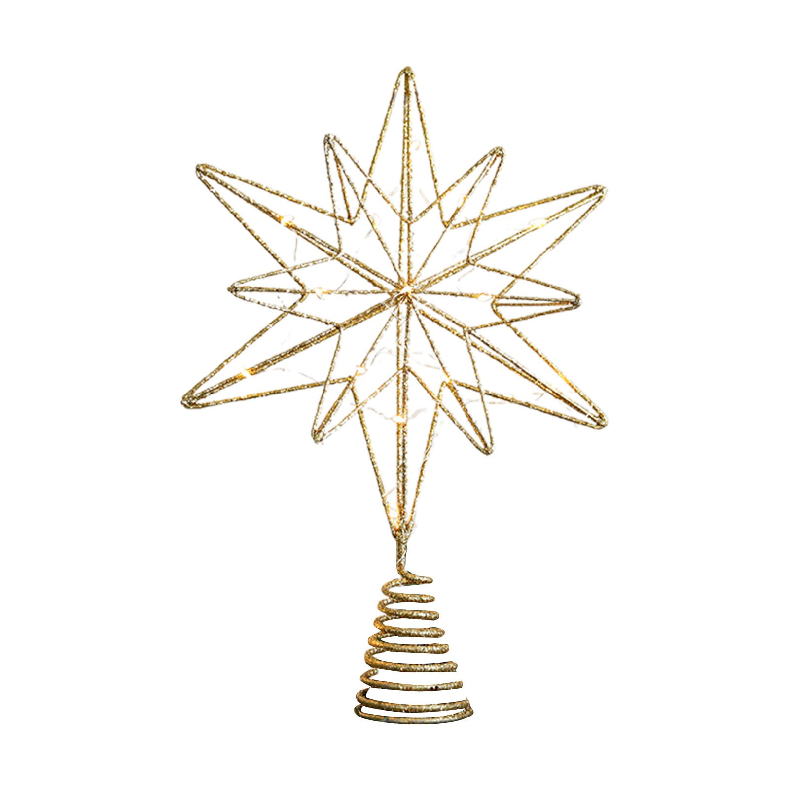 Gold Metal Star Christmas Tree Topper with LED Lights