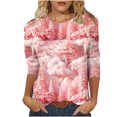 thumbnail image 1 of Darzheoy Christmas Womens Tops Pullover Solid Color Graphic Round Neck 3/4 Sleeve Sweatshirts Comfortable Hoodless Trendy Fall Winter Printed Blouses, 1 of 5