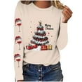 thumbnail image 1 of Darzheoy Christmas Womens Tops Versatile Loose Lightweight Solid Color Trendy Sweatshirts Long Sleeve Printed Pullover Casual Hoodless Blouses, 1 of 4