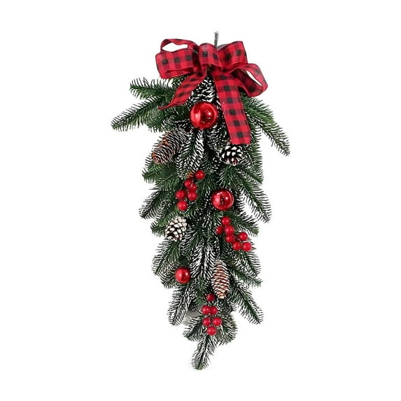 Darzheoy Christmas Wreath Rattan Artificial Green Large Wreath for Front Door Window Walls Indoor Outdoor Holiday Decorations Festive