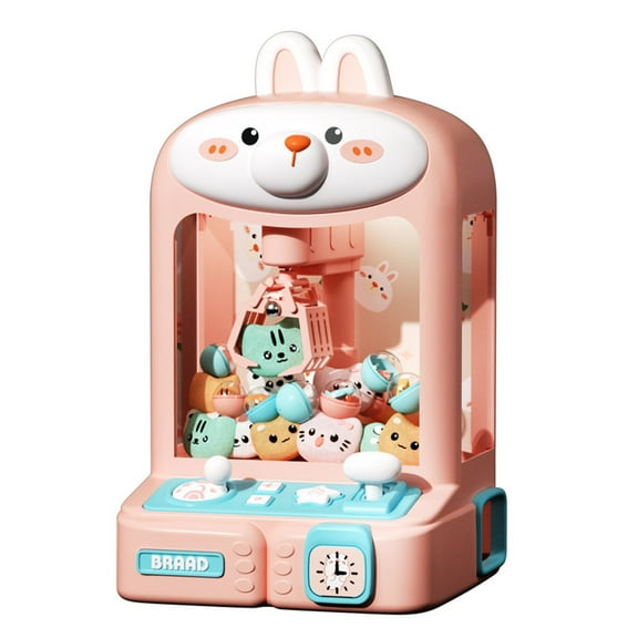 Darzheoy Claw Machine for Kids, Mini Vending Machines Toys, Electronic Arcade Claw Game Machine for Party Birthday with Lights Sound & 10 Capsule Toys & 20 Mini Dolls