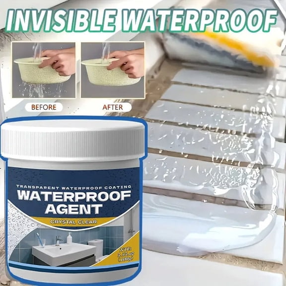 Darzheoy Clear Waterproof Sealant, Transparent Coating Agent with Brush, 3.4 fl oz Multipurpose Waterproof Sealant, Waterproof Sealant for Home Repairs, Kitchen, Bathroom, Tile, Sink