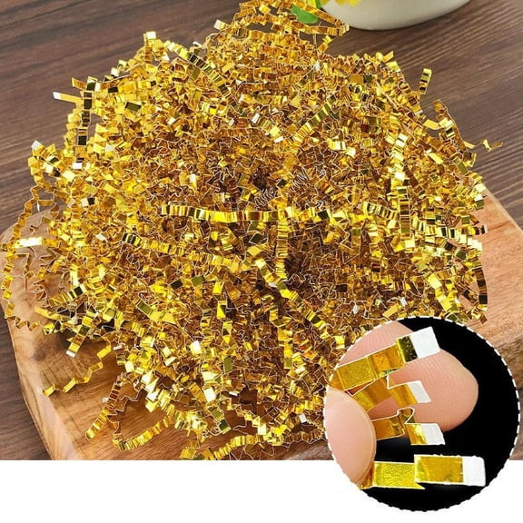 Darzheoy Confetti Crinkle Paper, 100g Bag of Golden Shredded Paper for Gift Box Filling, Party Supplies for Valentine's Day and Events, Decorative Filler for Crafts