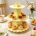 thumbnail image 1 of Darzheoy Cupcake Stand, 3-Tier Cardboard Dessert Tower, Gold Rim Party Stand, Sturdy Dessert Display Stand, Disposable Party Cupcake Stand for Birthday, Celebration, Wedding, Home, 1 of 6