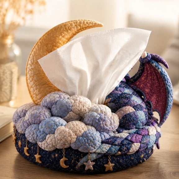 Darzheoy DIY Tissue Box Cover Kit, Handmade Beaded Fabric Cover Craft Kit, Pre-Cut Holders Sewing Set, Quilted Craft Sewing Project, Tissue Box Sewing Kit for Home, Craft, Desk, Table, Gift