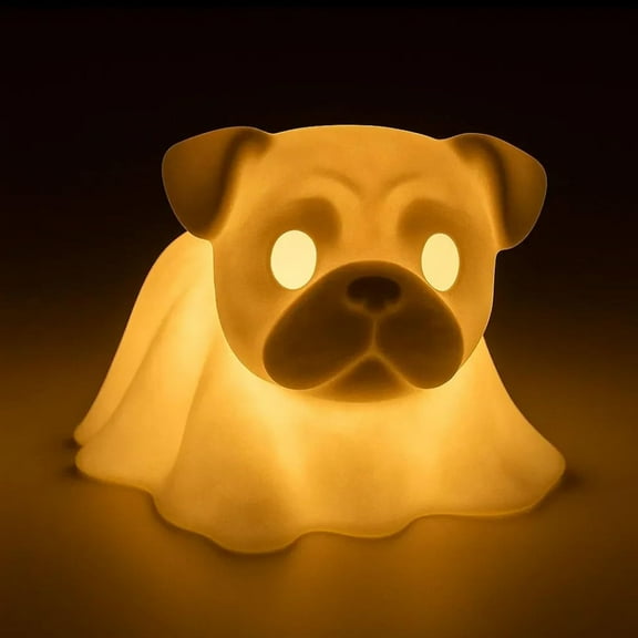 Darzheoy Dachshund Ghost Lamp, French Bulldog Halloween Glowing Ghost Dog Figurines, Cute Halloween Decor Statues Nightlight for Dog Lovers, Glow in The Dark Party Display