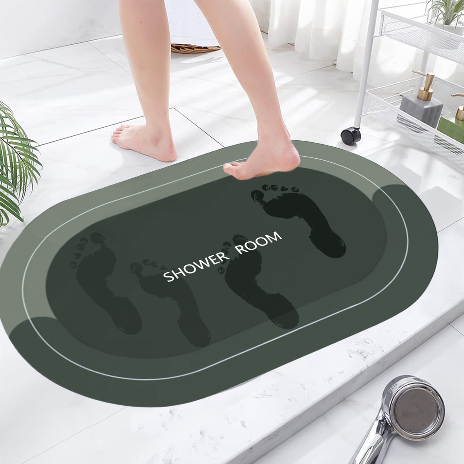 Darzheoy Diatomaceous Earth Bath Mat Rubber Non Slip Shower Mat Quick Dry Super Absorbent ...