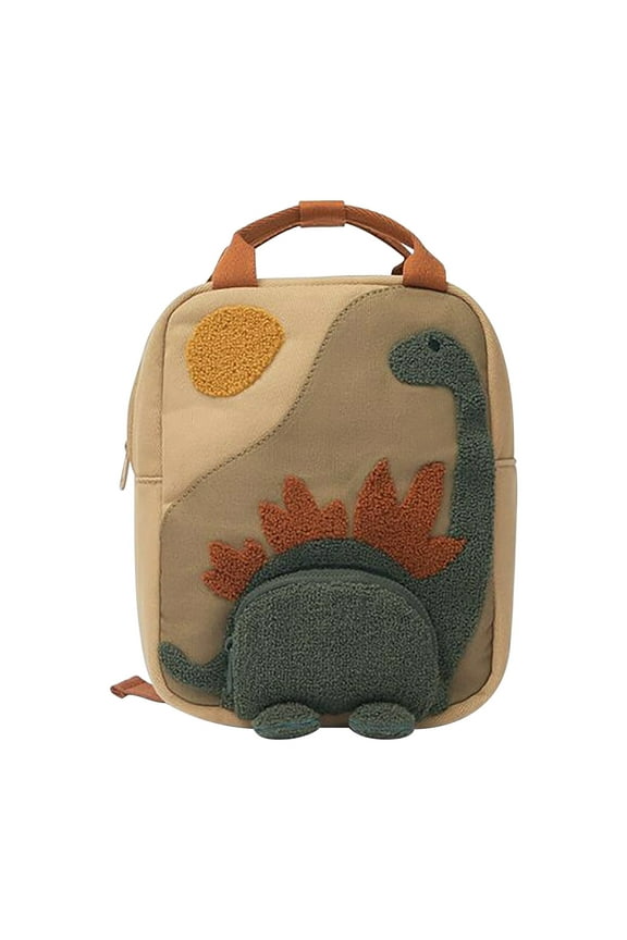 Dinosaur Backpack, Cute Lightweight Backpack with Embroidery Canvas Backpack Chest Strap