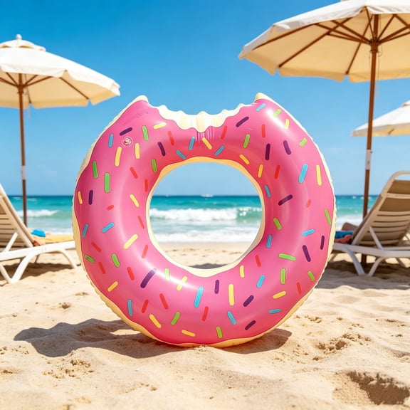 Darzheoy Donut Pool Float, Thick Bite Style Inflatable Water Tube, Heavy-Duty Summer Float, Summer Water Tube, Inflatable Donut Ring, Pool Float for Pool, Lake, Beach, River, Outdoor