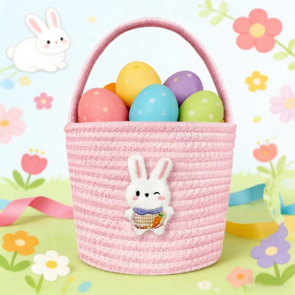 Darzheoy Easter Basket, Easter Baskets for Kids, Empty Bunny Egg Basket, Easter Baskets for Boys, Girls, Toddler, Babies, Easter Gifts Basket