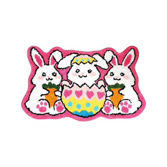 Darzheoy Easter Bathroom Rugs, Bunny Easter Bath Mats for Bathroom Non-slip Carpet Living Room Festive Decorative Floor Mat, Easter Rugs for Bathroom (16"x24")