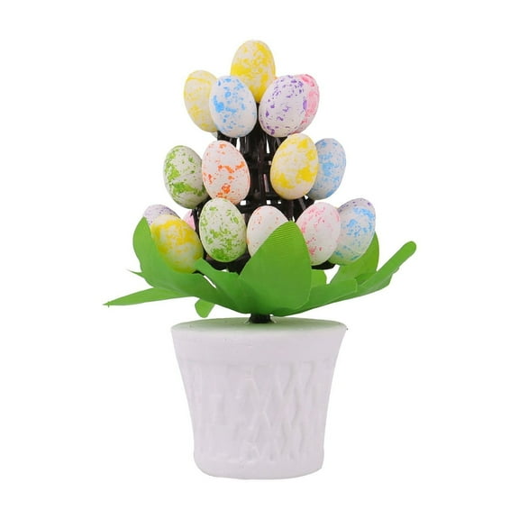 Darzheoy Easter Egg Table Tree, Easter Tree Tabletop Decor, 7 inch Colorful Easter Egg Tree Potted Plant Table Centerpiece Decorative for Home Office Easter Party