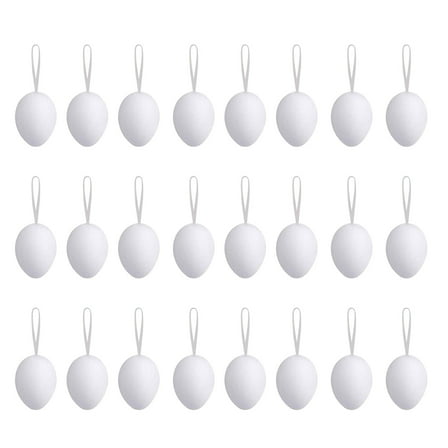 Darzheoy Easter Eggs 24 Pcs Fake Eggs for Crafts Hanging Plastic Hunts Basket Fillers DIY Painting Decorating Easter Gift, Artificial Eggs with Rope