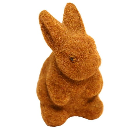 Darzheoy Easter Moss Bunny, Easter Furry Flocked Bunny Standing Rabbit Figurine, Green Miniatures Rabbit Garden Decorations, Moss Covered Bunny Easter Spring Decor