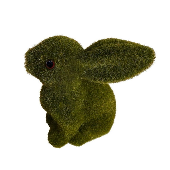 Darzheoy Easter Moss Bunny Figurine, Easter Bunny Decorations, Easter Gift, Grass Easter Furry Flocked Bunny Miniatures Standing Moss Garden
