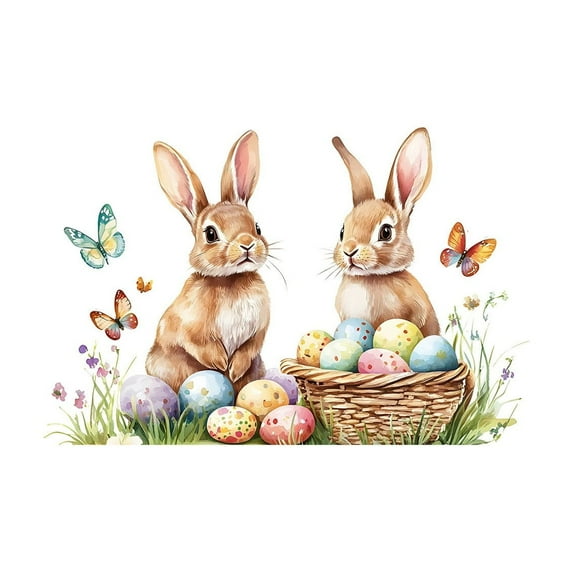 Darzheoy Easter Wall Stickers Wall Decals Easter Egg Bunnies Wall Clings Colorful Easter Wall Decor Party Supplies for Home Office Door Window Wall