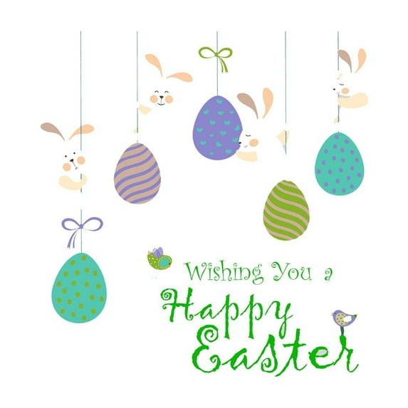 Darzheoy Easter Wall Stickers Wall Decals Easter Egg Bunnies Wall Clings Colorful Easter Wall Decor Party Supplies for Home Office Door Window Wall