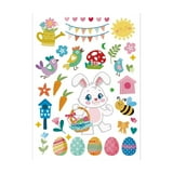 Yovkky 105 PCS He Is Risen Easter Window Clings 9 Sheets, Religious Cross Bunny Rabbit Lamb Lily Flower Stickers Decals Decor, Floral Wreath Dove