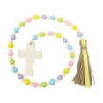 thumbnail image 1 of Darzheoy Easter Wood Bead Garland, Easter Jesus Cross Ornaments Spring Hanging Decor Fireplace Ornaments Farmhouse Tiered Tray Prayer Bead for Spring Home Decor, 1 of 6