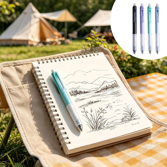 Darzheoy Erasable Gel Pens, 4-Pack Heat Friction Retractable Pens, Blue Ink Built-in Eraser, Smooth Writing Pens, Smooth Writing Pen for Journal, Note, Drafting, Office, Homework Use