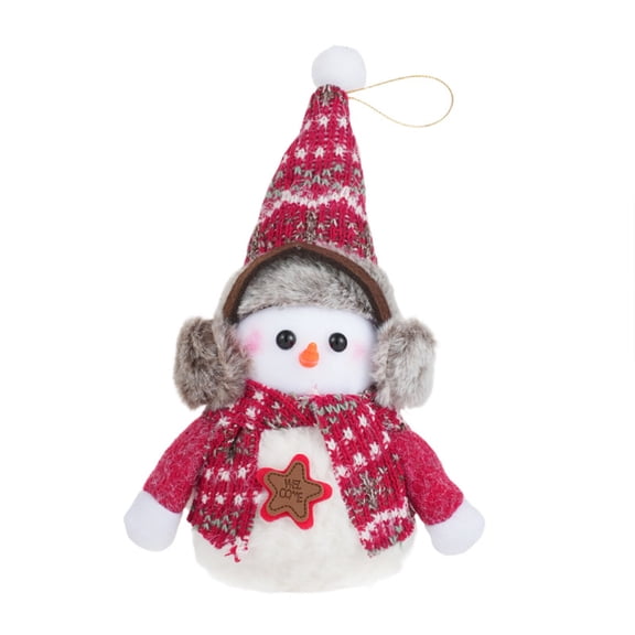 Darzheoy Fabric Foam Red and White Snowman Doll Christmas Decoration, for Home Desktop Ornament, Holiday Festive Decor