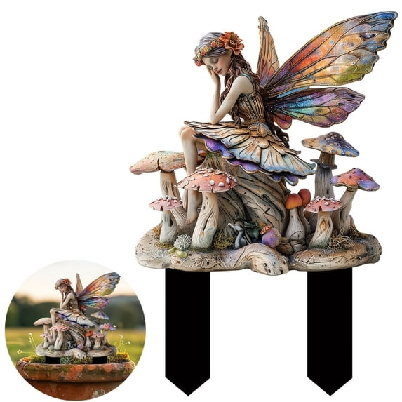 Darzheoy Fairy Garden Decor, Bohemian Garden Pile Decoration Acrylic Courtyard Floor Card Flower Pot Decoration, for Lawn Yard Pathway Gardening Gifts