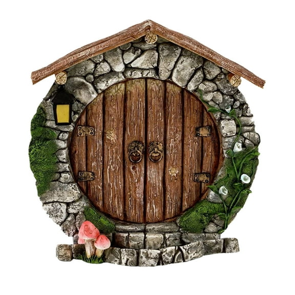 Darzheoy Fairy Garden Doors and Window for Trees Miniature Fairy Gnome, DIY Yard Art Garden Sculpture Decoration Decor, Wooden Doors and Window in Yard Garden Trees