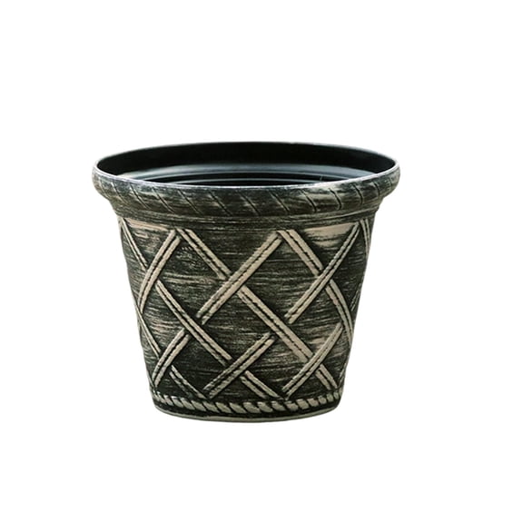 Darzheoy Flower Pot, 9 Inch Thick Plastic Planter with Roman Rattan Design, Indoor Outdoor Plant Pot for Flowers Vegetable Gardening