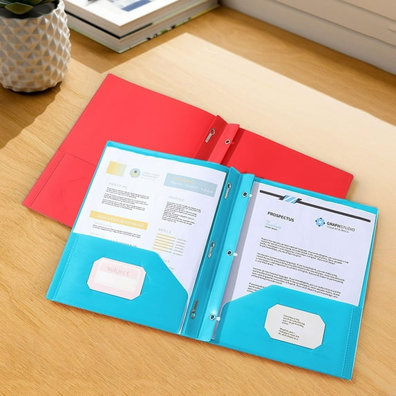 Darzheoy Folders with Pockets 3 Hole Punched, Pocket Folders with Holes, Plastic Folders for 3 Ring Binder, Binder Folders for Sch-ool, Office