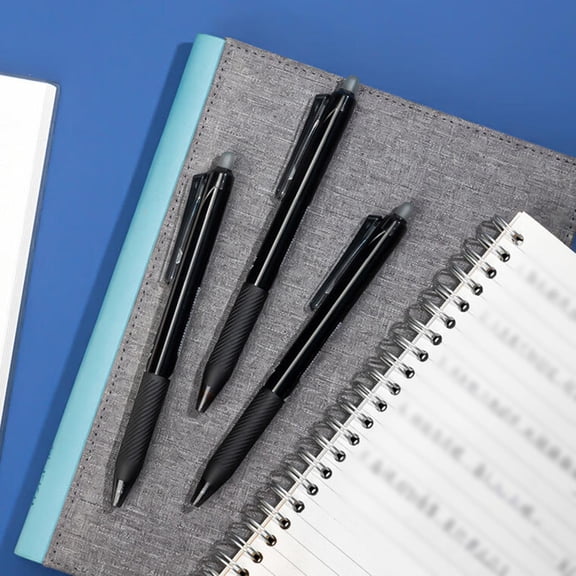 Darzheoy Friction Erasable Gel Pens, Black Crystal Blue Ink Pen, 0.5mm Tip With 5ml Ink, Built-in Eraser, Smooth Writing Pen for Homework, Journal, Drafting, Note, Office