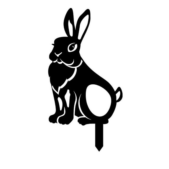 Darzheoy Garden Metal Rabbit Yard Art, Easter Decorations Outdoor Animals Rabbit Silhouette Garden Art, Decorative Garden Stakes for Pathway Floor Yard Lawn Outdoor Decoration