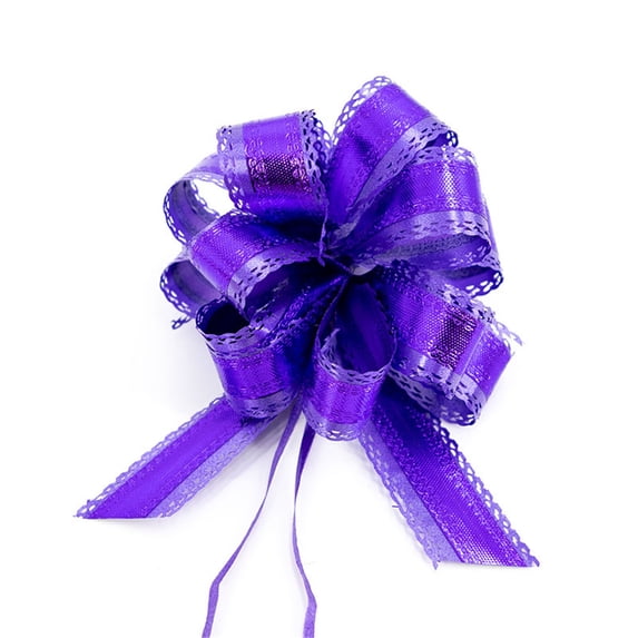 Elainilye Gift Pull Bows, 2Pcs Pull Bows for Gift Baskets, Wide Ribbon Pull Bow for Birthday Wedding Valentine's Day Gift Wrapping Box - Purple