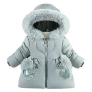 DARZHEOY Girl Winter Coats Heavyweight Hooded Puffer Jacket Kid Parka Fleece Snow Outwear
