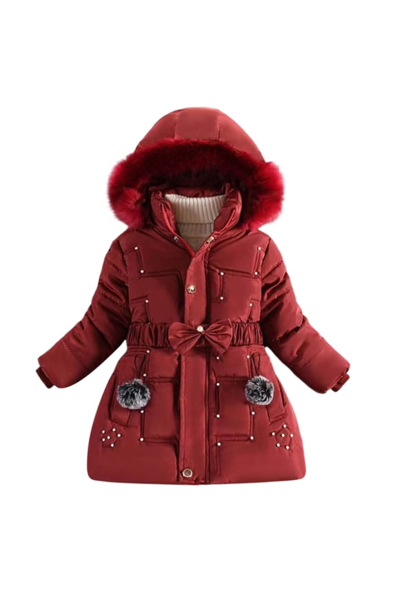 Girl Winter Coats Heavyweight Hooded Puffer Jacket Kid Parka Fleece Snow Outwear